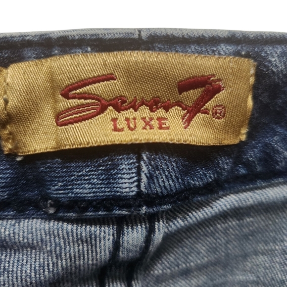 Seven 7 Luxe Distressed Flare Denim Jeans Plus 24 - Picture 3 of 6
